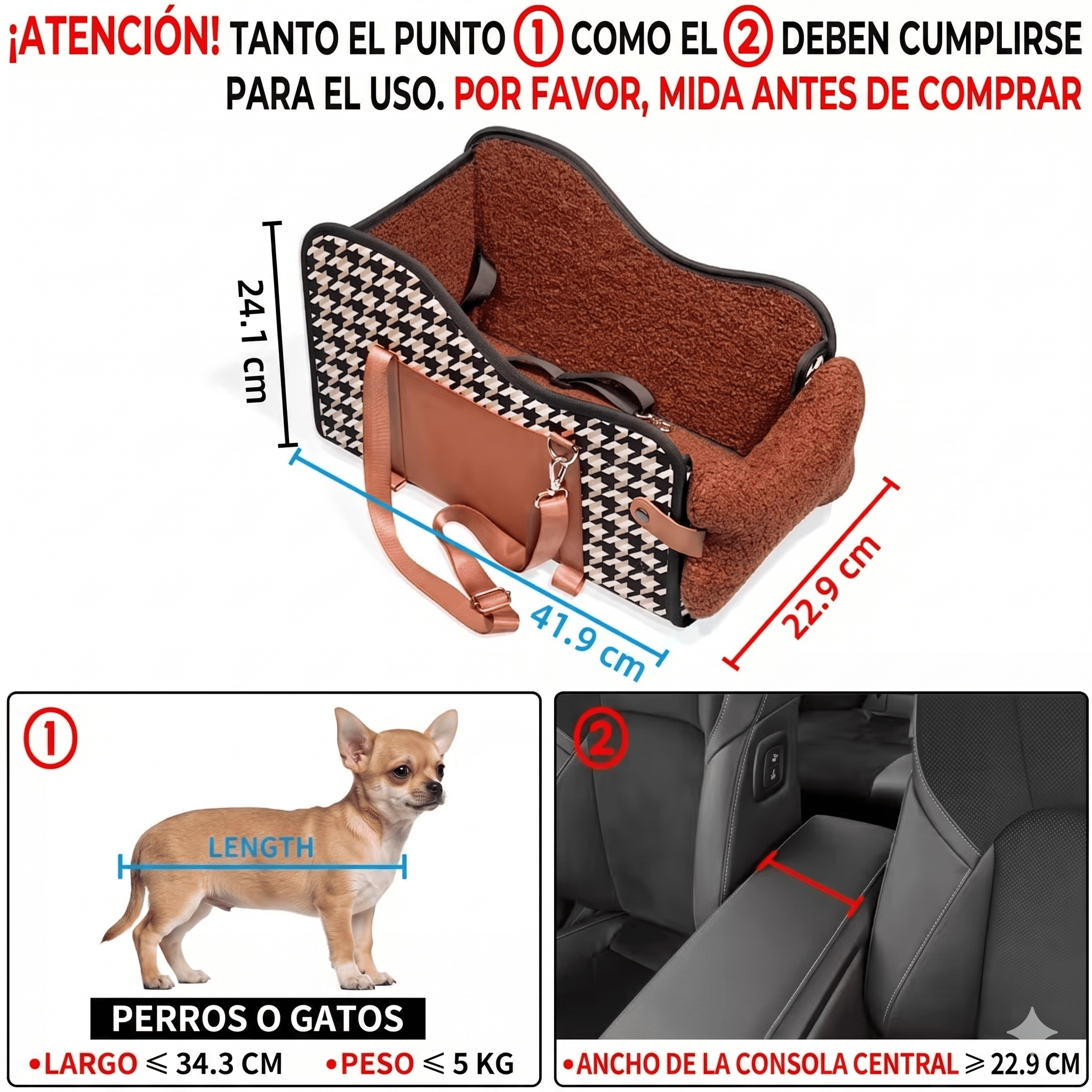 Asiento Para Auto Perro Gato Mascota Transportador ,funda, marca Lolita - Imagen 6