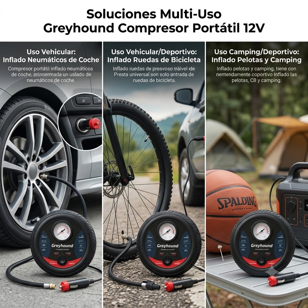 Compresor De Aire Portatil Forma Rueda Para Auto Moto - Imagen 3
